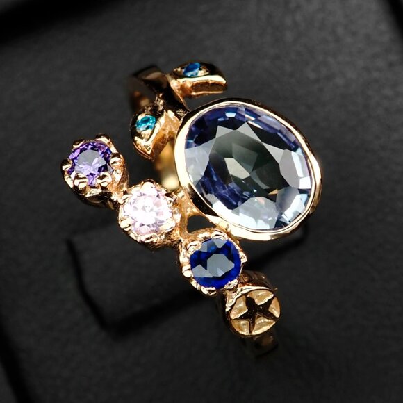 Exquisite Color Changing Sapphire Rare 3.20Ct 925 Sterling Silver Ring Size 7 - Picture 3 of 7